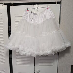Unique Vintage 1950s Style White Ruffled Petticoat Crinoline
